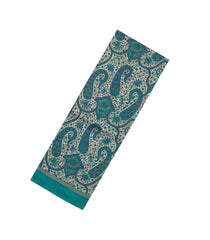 Cyan Printed Pure Silk Saree With Floral Motifs-PS0846