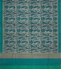 Cyan Printed Pure Silk Saree With Floral Motifs-PS0846