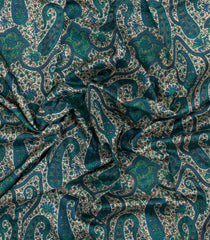 Cyan Printed Pure Silk Saree With Floral Motifs-PS0846