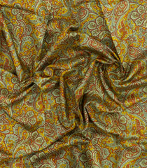 Cardamom Green Printed Pure Silk Saree With Floral Motifs-PS0854
