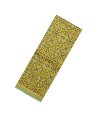 Mustard Printed Pure Silk Saree With Floral Motifs-PS0848