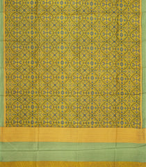 Mustard Printed Pure Silk Saree With Floral Motifs-PS0848