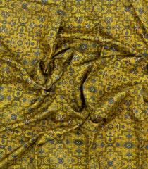 Mustard Printed Pure Silk Saree With Floral Motifs-PS0848