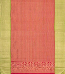 Red Handloom Korvai Kanchipuram Silk Saree With Zari Stripe Motifs-KA16137