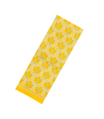 Yellow Printed Pure Silk Saree With Floral Motifs-PS0840