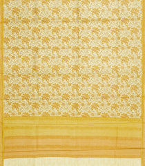 Light Yellow Printed Pure Silk Saree With Floral Motifs-PS0849