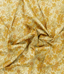 Light Yellow Printed Pure Silk Saree With Floral Motifs-PS0849