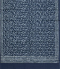 Dark Grey Printed Pure Silk Saree With Floral Motifs-PS0843