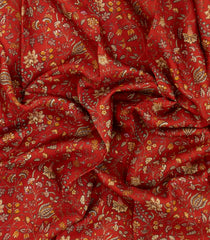 Red Printed Pure Silk Saree With Floral Motifs-PS0850