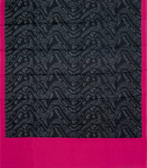 Black Printed Pure Silk Saree With Floral Motifs-PS0851