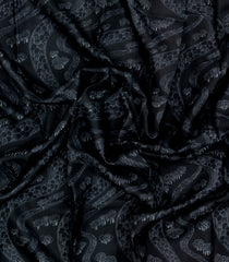 Black Printed Pure Silk Saree With Floral Motifs-PS0851