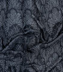 Black Printed Pure Silk Saree With Floral Motifs-PS0852