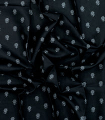 Black Printed Pure Silk Saree With Floral Motifs-PS0845