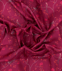 Magenta Printed Pure Silk Saree With Bird Motifs-PS0853