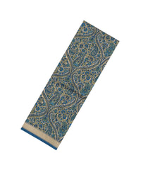 Navy Blue Handloom Pure Silk Saree With Printed Floral Motifs-PS0856