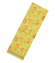 Mint Green Handloom Pure Silk Saree With Printed Floral Motifs-PS0857