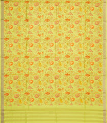 Mint Green Handloom Pure Silk Saree With Printed Floral Motifs-PS0857