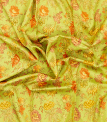 Mint Green Handloom Pure Silk Saree With Printed Floral Motifs-PS0857