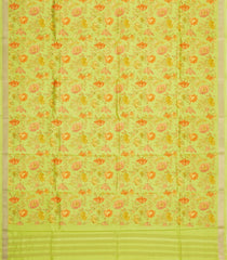 Mint Green Handloom Pure Silk Saree With Printed Floral Motifs-PS0858
