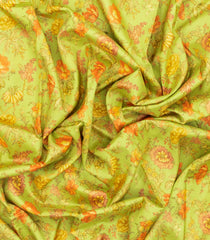 Mint Green Handloom Pure Silk Saree With Printed Floral Motifs-PS0858