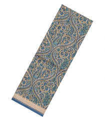 Navy Blue Handloom Pure Silk Saree With Printed Floral Motifs-PS0859