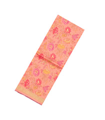 Peach Handloom Pure Silk Saree With Printed Floral Motifs-PS0860