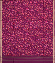 Magenta Handloom Pure Silk Saree With Printed Bird Motifs-PS0862