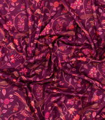 Magenta Handloom Pure Silk Saree With Printed Bird Motifs-PS0862
