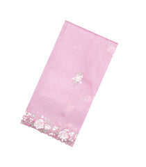 BubbleGum Pink Woven Pure Organza Silk Saree With Hand Embroidery-KS1063
