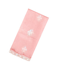 Peach Woven Pure Organza Silk Saree With Hand Embroidery-KS1064