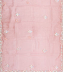 Peach Woven Pure Organza Silk Saree With Hand Embroidery-KS1064