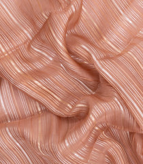 Peach Woven Pure Organza Silk Saree With Stripes-KS1066