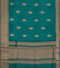 Cyan Woven Pure Organza Silk Saree With Floral Zari Motifs-KS1116