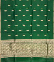 Dark Green Woven Pure Organza Silk Saree With Zari Buttas-KS1099