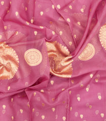 Dusty Pink Woven Pure Banarasi Organza Silk Saree With Floral Buttas-KS1162