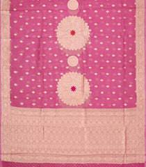 Peach Woven Pure Banarasi Organza Silk Saree With Floral Buttas-KS1164