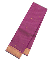Magenta Handloom Kanchipuram Silk Saree With Vairaoosi Stripes & Buttas-KA16631
