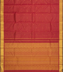 Crimson Handloom Kanchipuram Silk Saree With Vairaoosi Stripes & Buttas-KA16630
