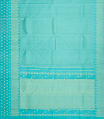 Turquoise Handloom Kanchipuram Silk Saree With Zari Checks-KA16634