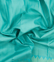 Turquoise Handloom Kanchipuram Silk Saree With Zari Checks-KA16634