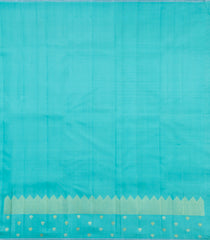 Turquoise Handloom Kanchipuram Silk Saree With Zari Checks-KA16634