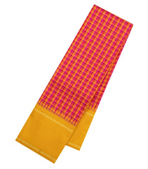 Multi Colour Handloom Korvai Kanchipuram Silk Saree With Checks & Mustard Border-KA16621