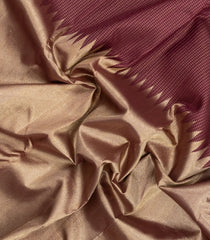 Dark Brown Handloom Kanchipuram Silk Saree With Checks & Rising Zari Border-KA16640