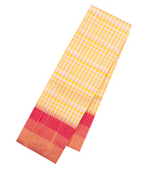 Multicolour Handloom Korvai Kanchipuram Silk Saree With Checks & Contrast Border-KA16626