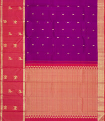Magenta Handloom Kanchipuram Silk Saree With Zari Buttas & Contrast Border-KA16637