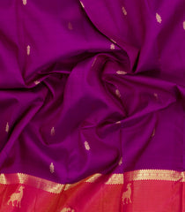 Magenta Handloom Kanchipuram Silk Saree With Zari Buttas & Contrast Border-KA16637