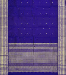 Dark Blue Handloom Kanchipuram Silk Saree With Zari Buttas -KA16638