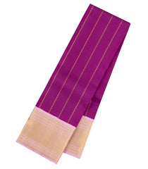 Magenta Handloom Korvai Kanchipuram Silk Saree With Stripes-KA16557