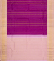 Magenta Handloom Korvai Kanchipuram Silk Saree With Stripes-KA16557