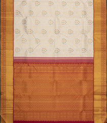 Off White Handloom Korvai Kanchipuram Silk Saree With Meena Floral Motifs-KA16560